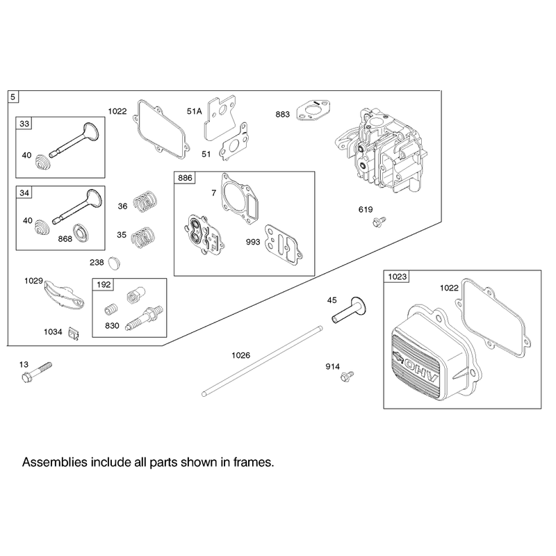 Cylinder Head Assembly Briggs and Stratton Model 122602-0120-E1