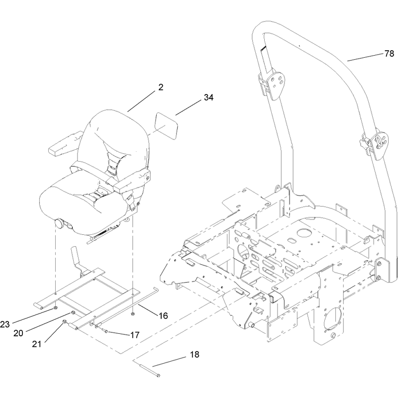 Seat and Roll Over Protection System Assembly