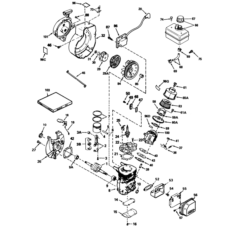 Engine Tecumseh Model No. Ah600-1654n