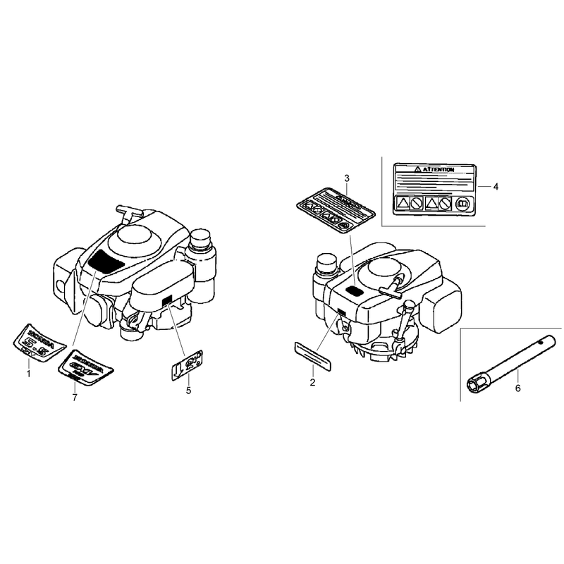 Label and Tool Assemblies Honda GXV160UH2-T1AH