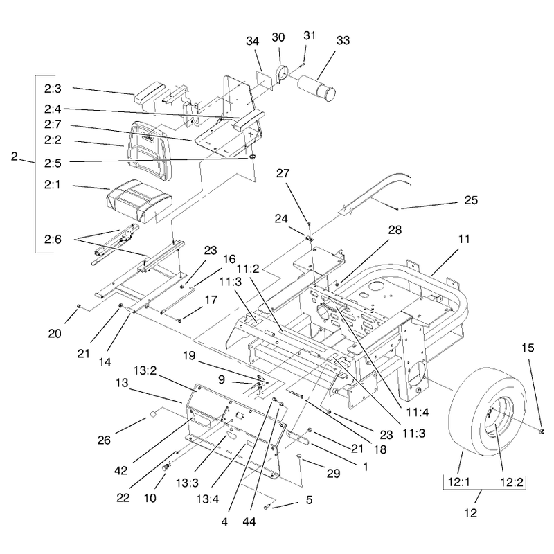 Rear Frame and Wheel Assembly