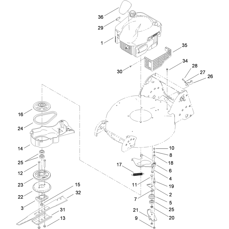 Engine and Blade Brake Control Assembly