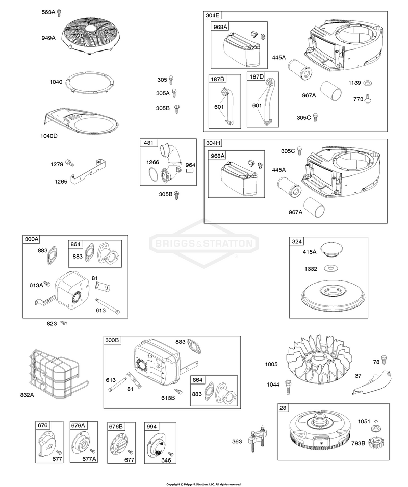 AIR CLEANER, BLOWER HOUSING, EXHAUST SYSTEM, FLYWHEEL
