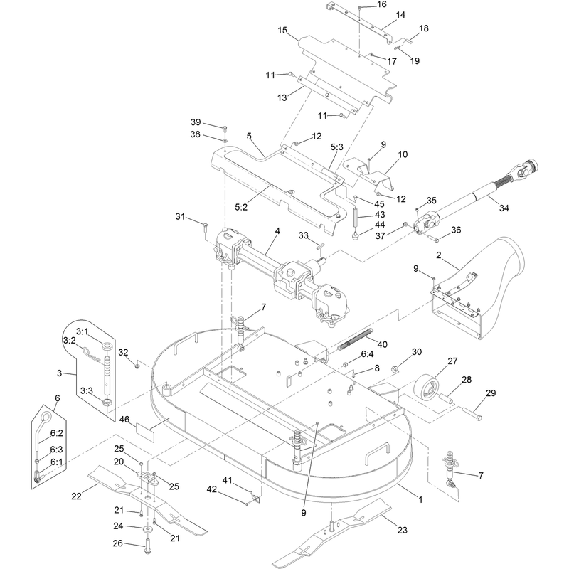 Deck Gearbox and Driveshaft Mounting Assembly