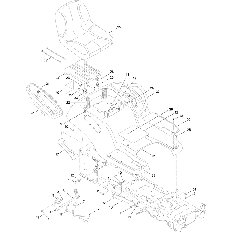 Seat, Fender and Deck Lift Assembly