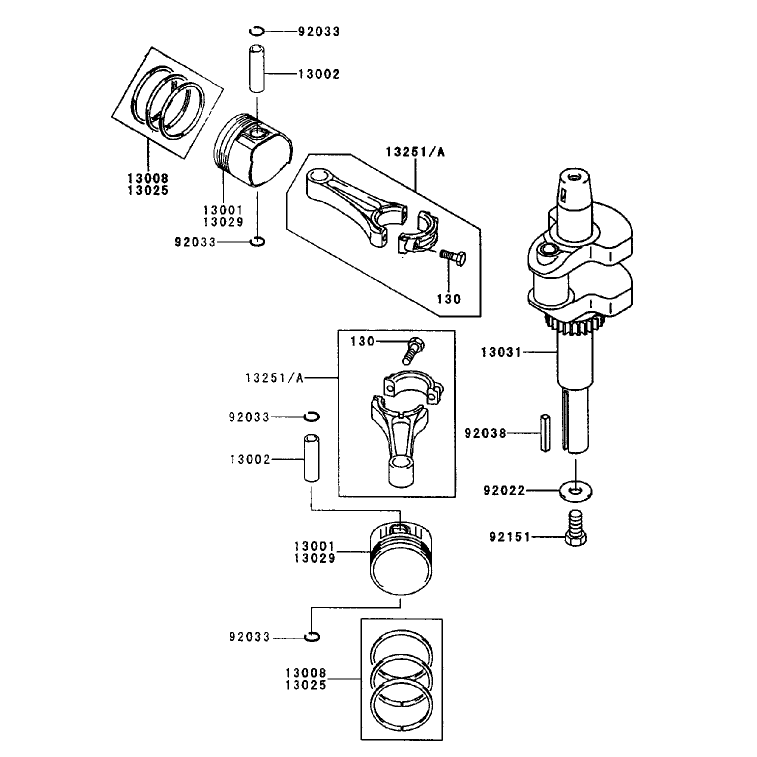 Pistoncrankshaft Assembly Kawasaki Fh451v-As08