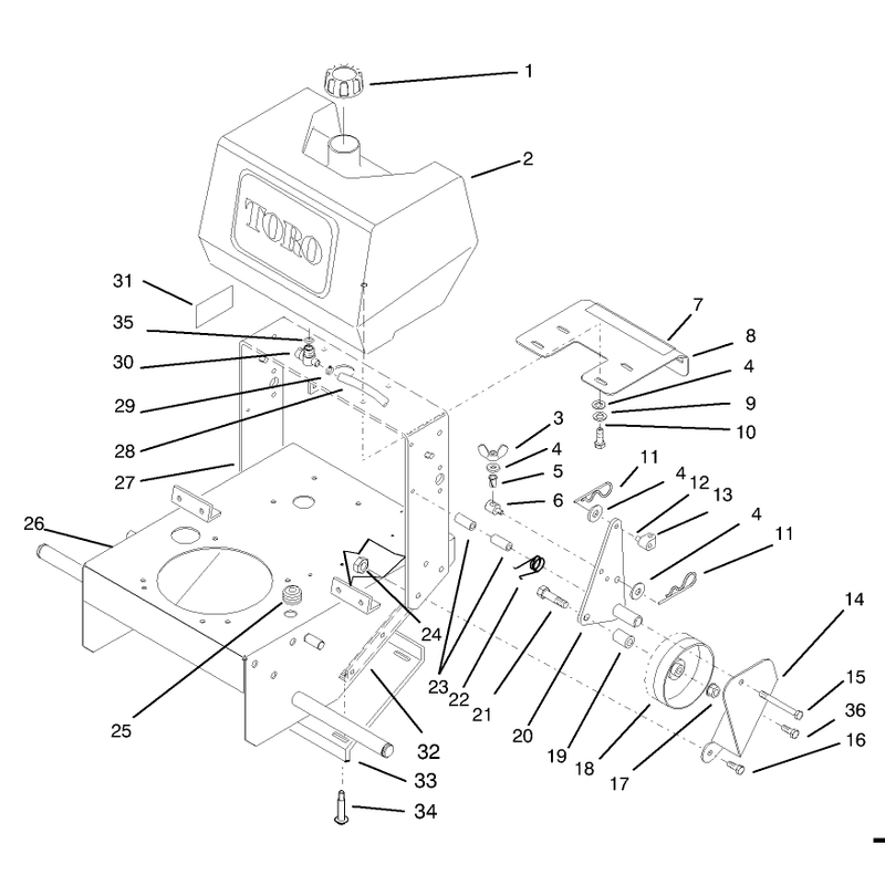 Frame Fuel Tank and Wheel Drive Idler