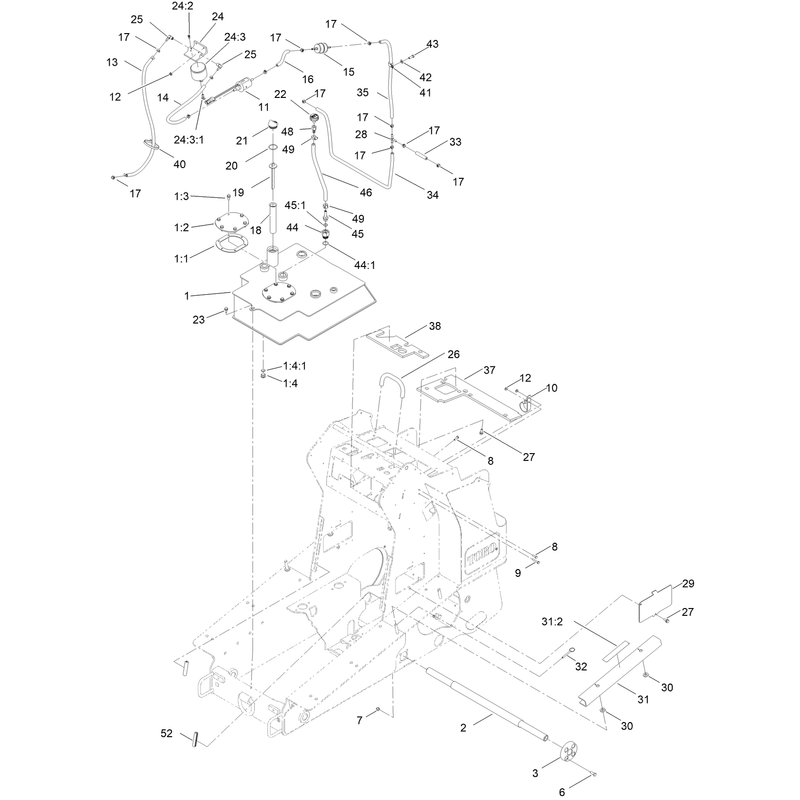 Hydraulic Tank and Track Shaft Assembly