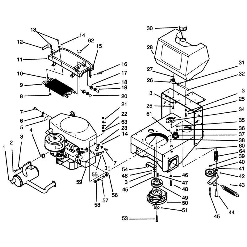 Frame Engine Fuel Tank Clutch and Cooler Ass Y