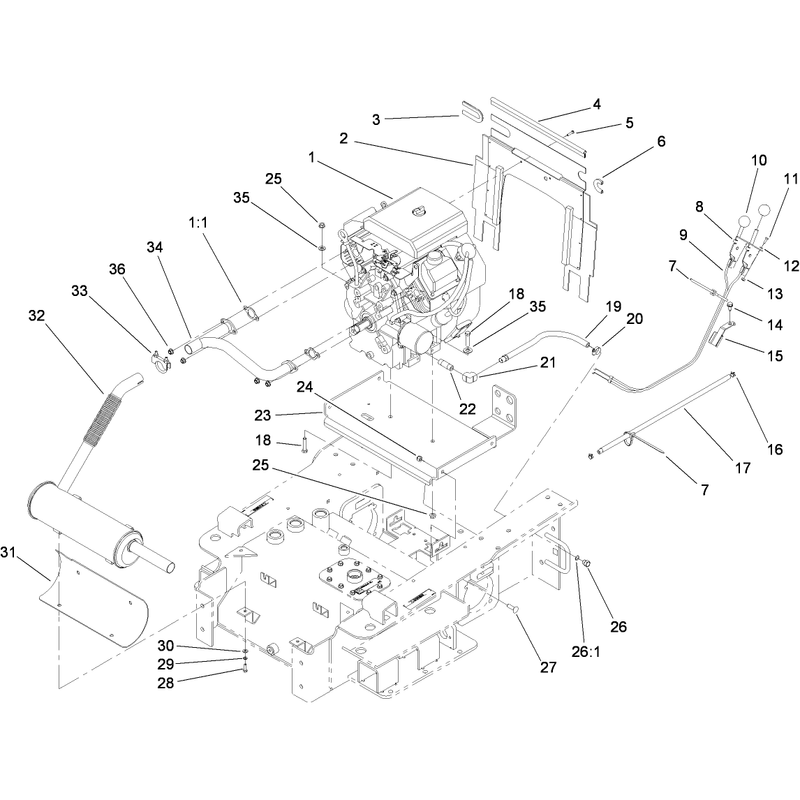 Engine and Mount Assembly