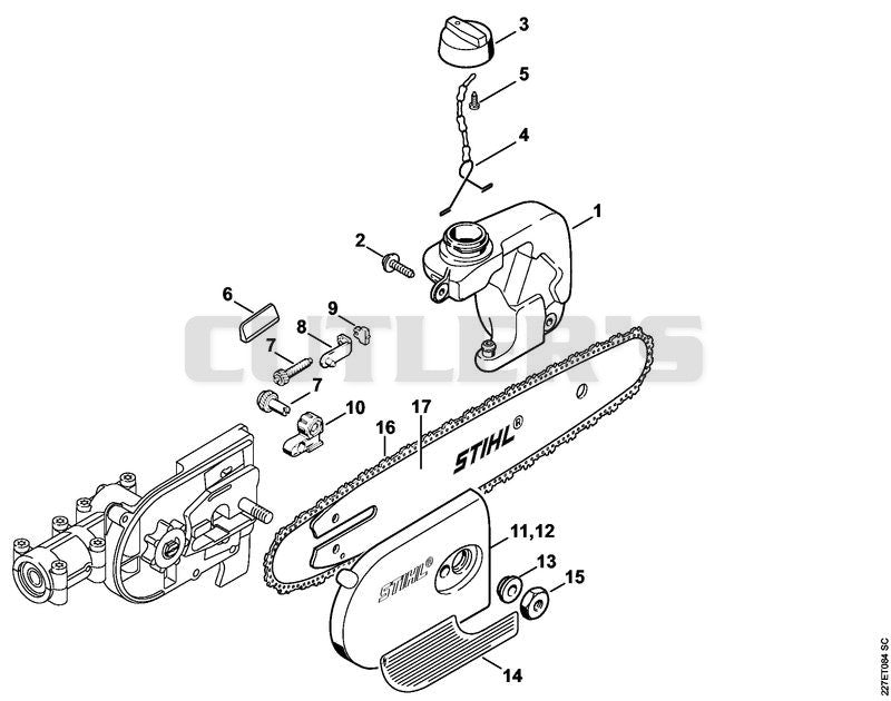 Oil tank, Chain sprocket cover (38.2002)