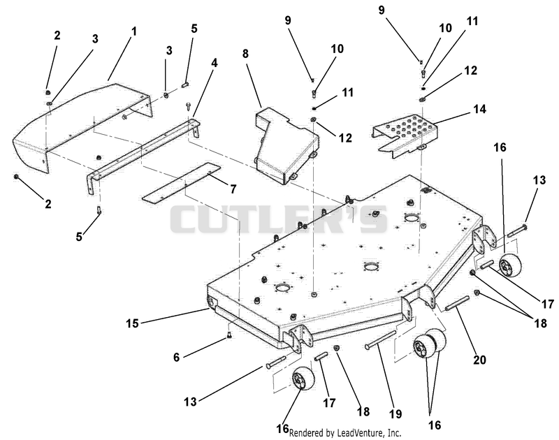Deck, Discharge Chute, Anti-Scalp Rollers And Belt Covers