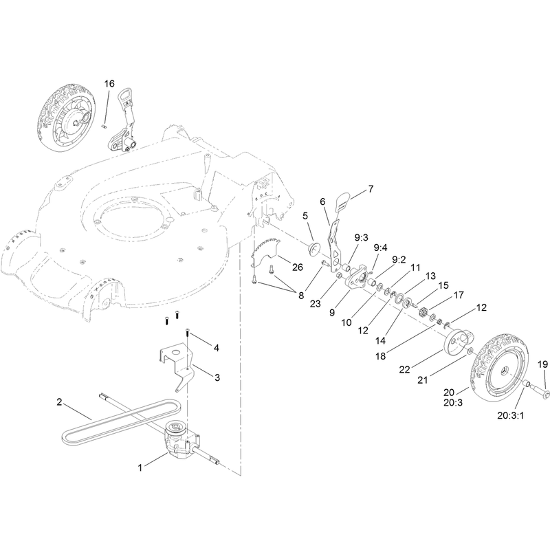 Rear Wheel and Height of Cut Assembly