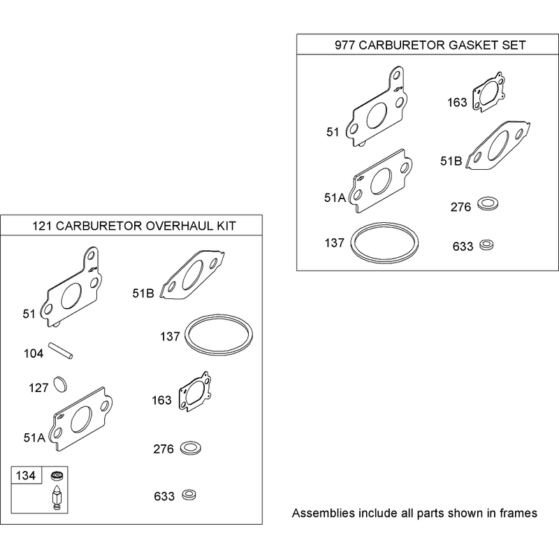 Carburetor Overhaul Kit Briggs and Stratton 122607-0208-B1