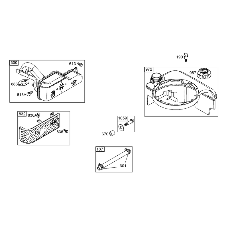 Muffler and Fuel Tank Assembly Briggs and Stratton 122672-0192-E1