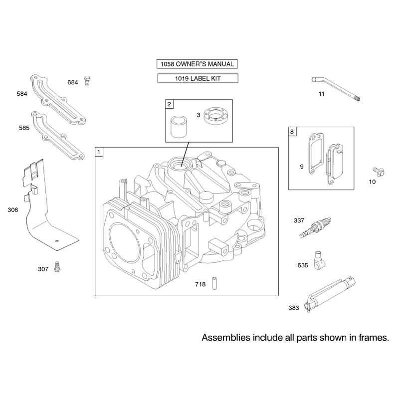 Cylinder Assembly Engine Briggs and Stratton Model 122602-0120-E1