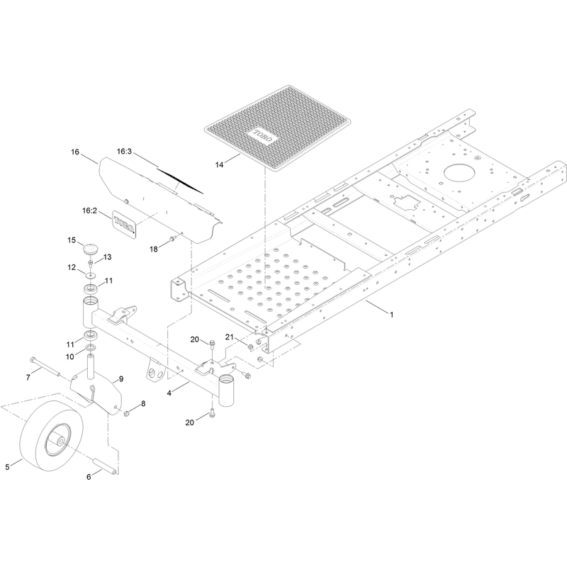 Frame, Front Axle and Caster Wheel Assembly