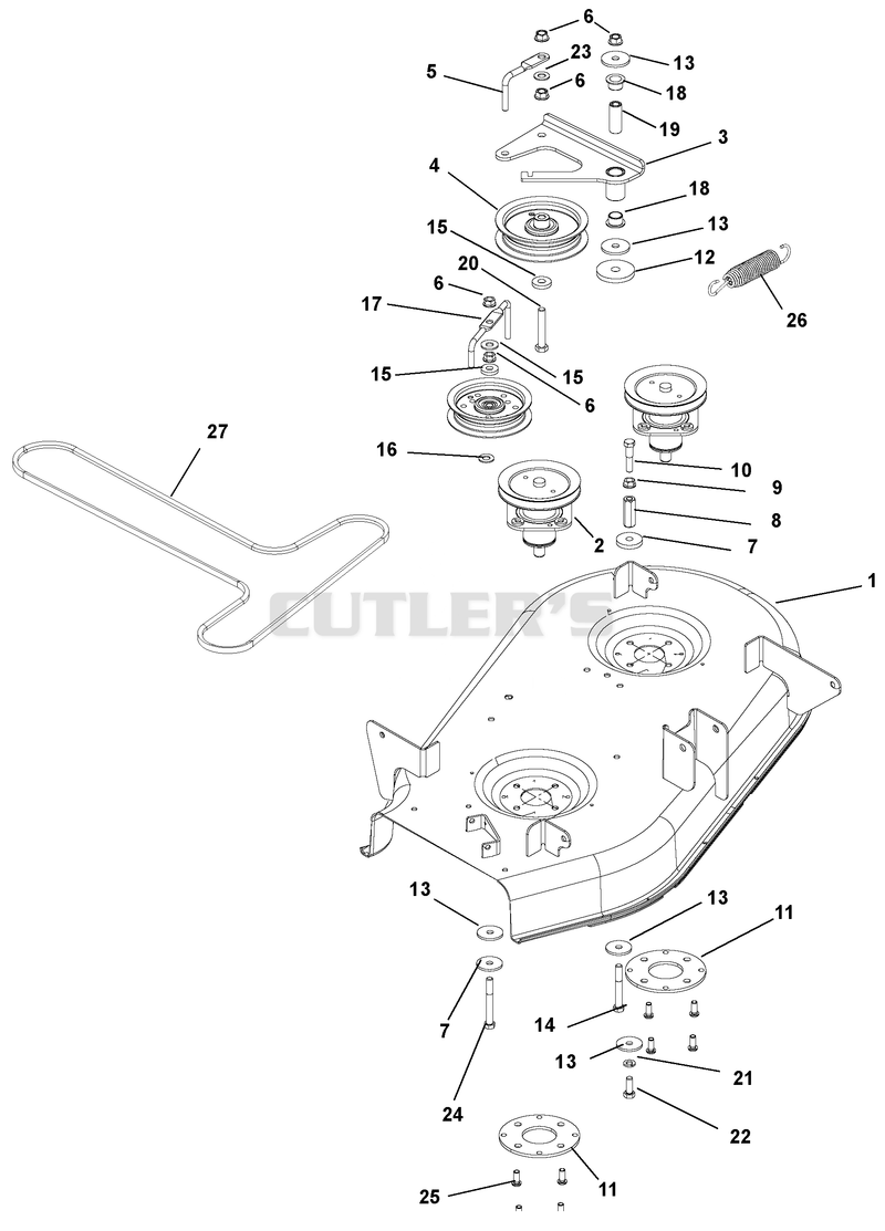 Mower Deck, Belt And Idlers