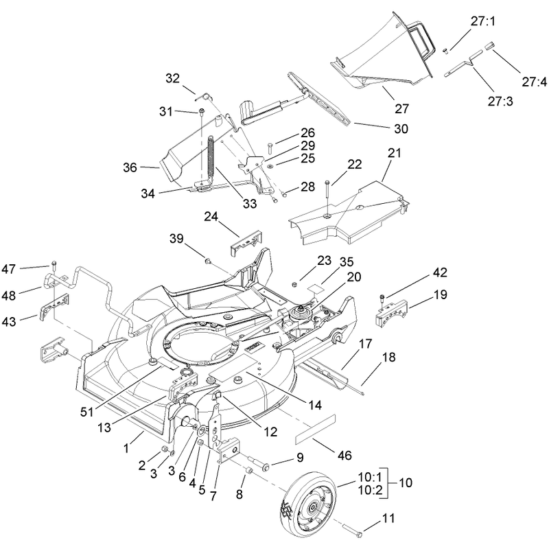 Deck Chute and Wheel Assembly