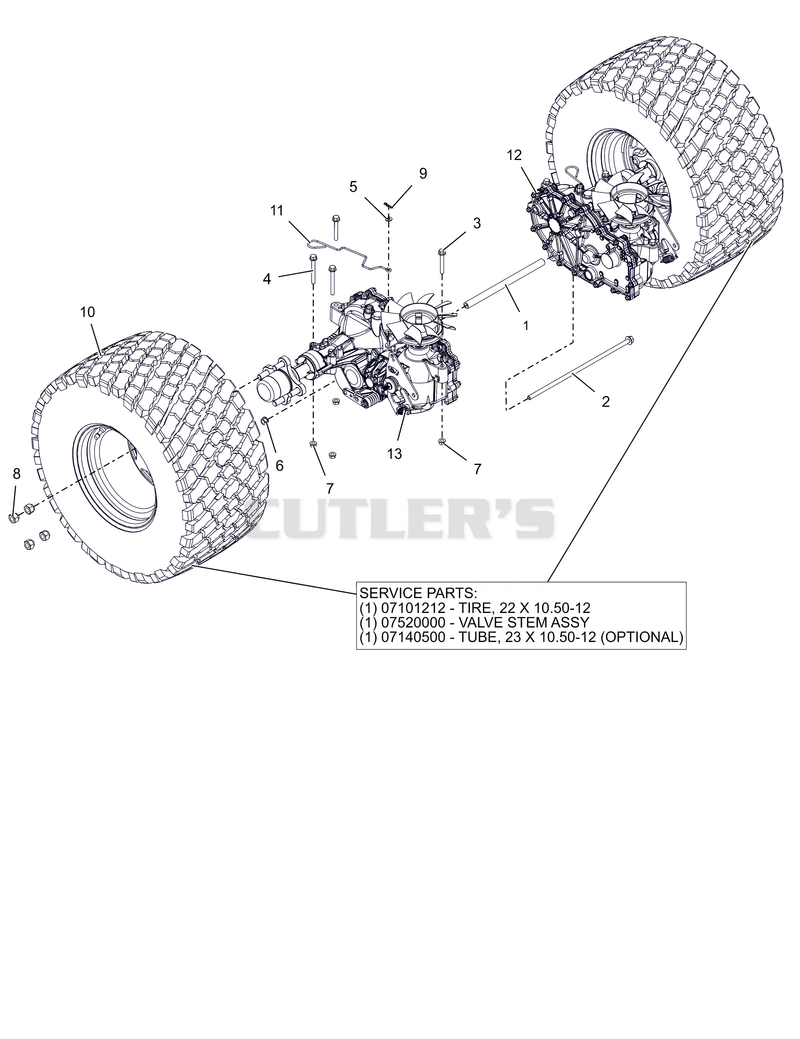 Rear Tires and Transaxles – 60"