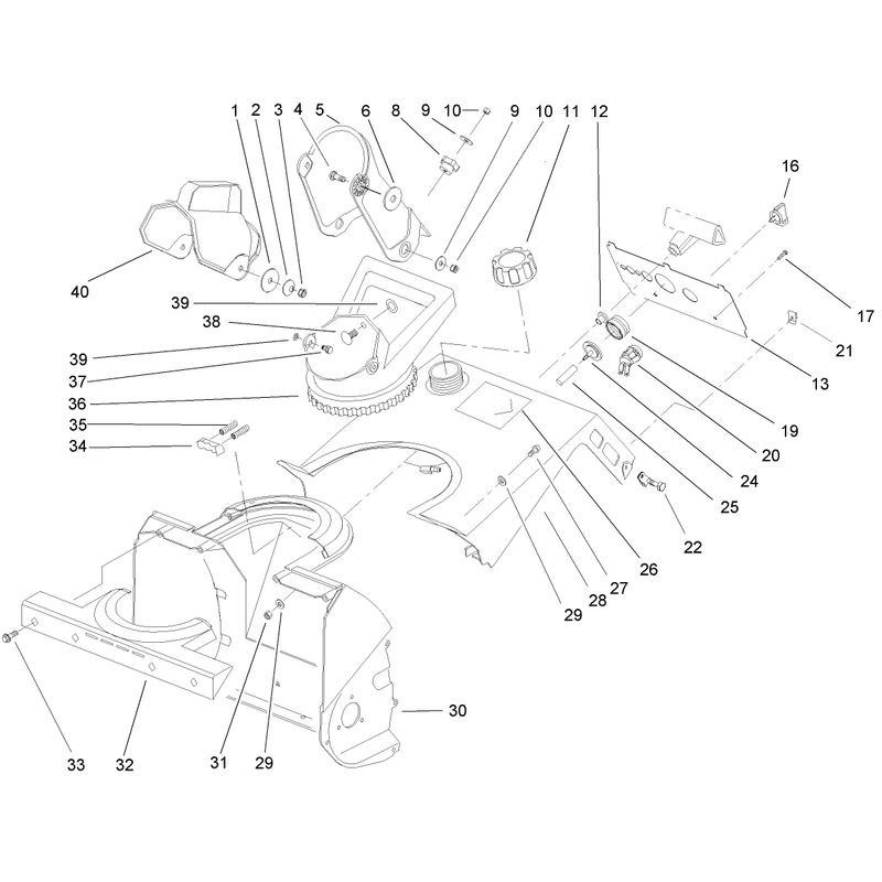 Housing, Upper Shroud, and Chute Assembly