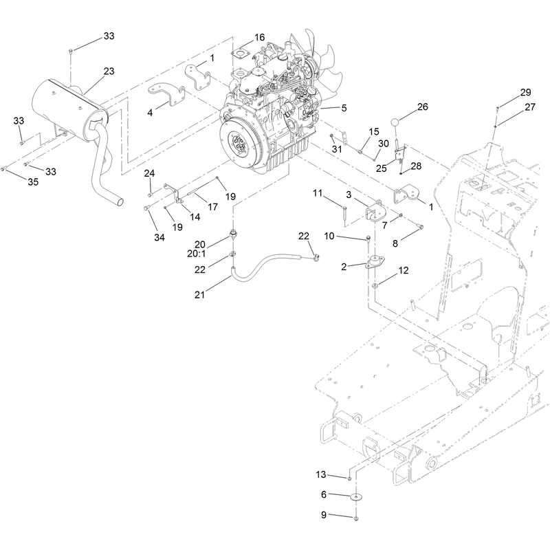Engine Mount and Muffler Assembly