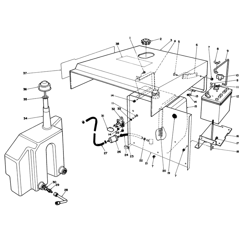 Hood Gas and Hydraulic Tank Assembly