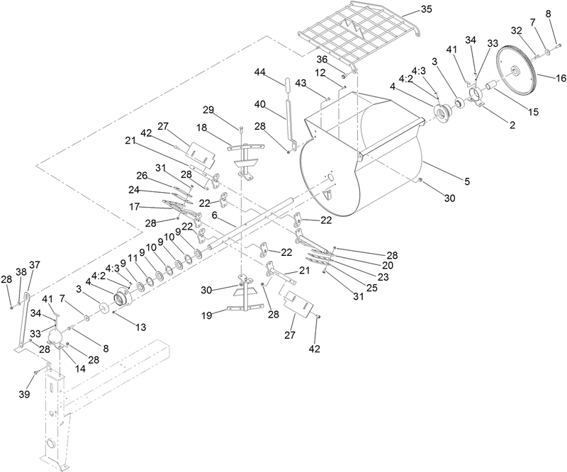Drum Paddle and Bearing Assembly