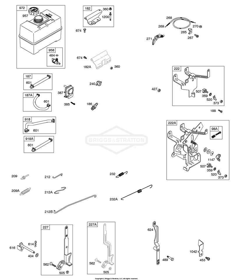 Controls, Fuel Tank, Springs/Links, Fuel Hoses