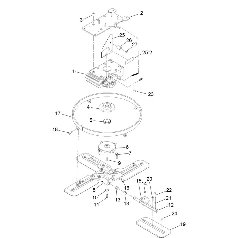 36 Inch Rotating Ring Blade and Gearbox Assembly