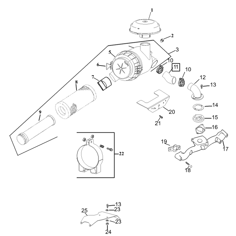 Group 10 Air IntakeFiltration Assembly Kohler CH23S-76569
