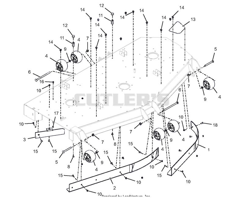 Anti-Scalp Wheels, Baffles and Deck Stops - 72"