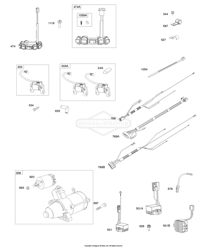 Alternator, Regulator, Electric Starter, Harness's