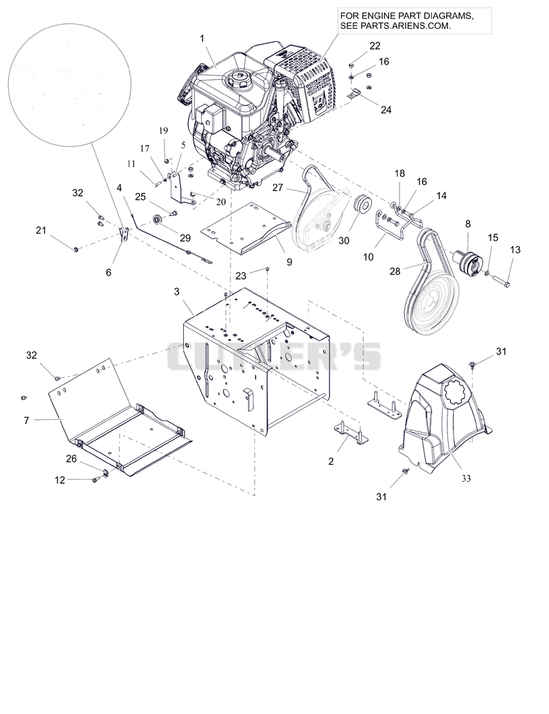 Engine, Frame and Belt Drive - AX306 - EFI