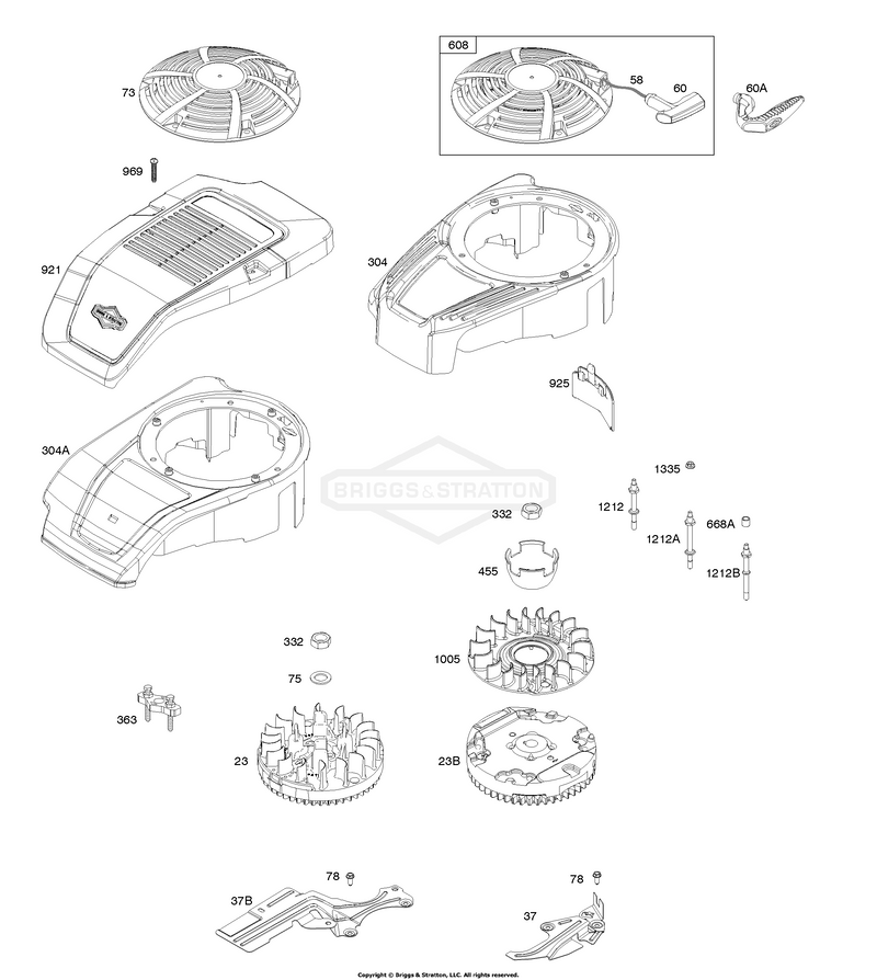 Blower Housing, Cover/Guards, Flywheel, Rewind Starter