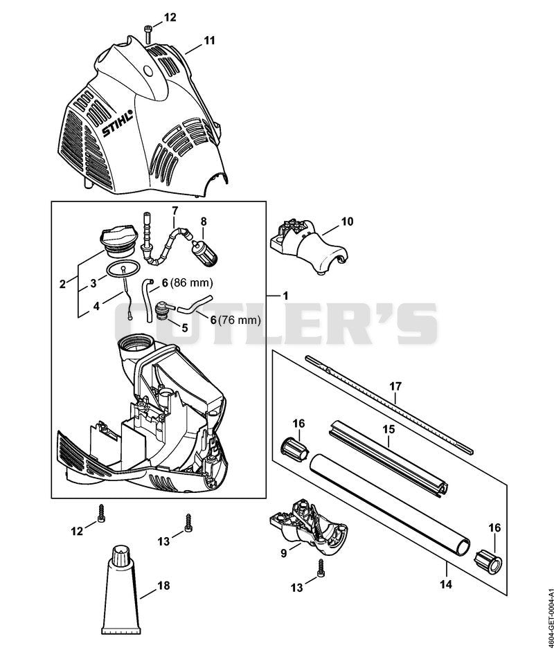 Engine housing, Drive tube assembly