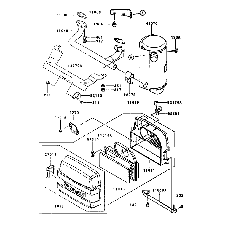 Air Filtermuffler Assembly Kawasaki Fh500v-As25