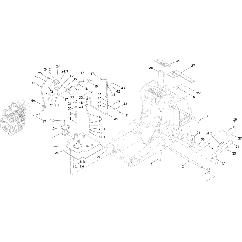 Hydraulic Tank and Track Shaft Assembly