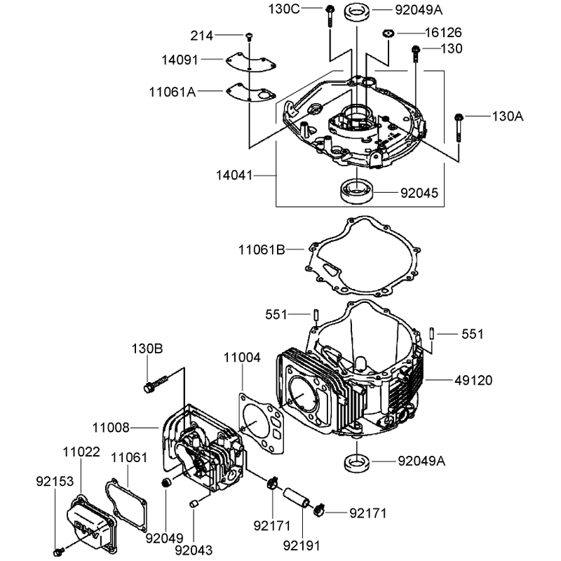 Cylinder and Crankcase Assembly Kawasaki FJ180V-AS36