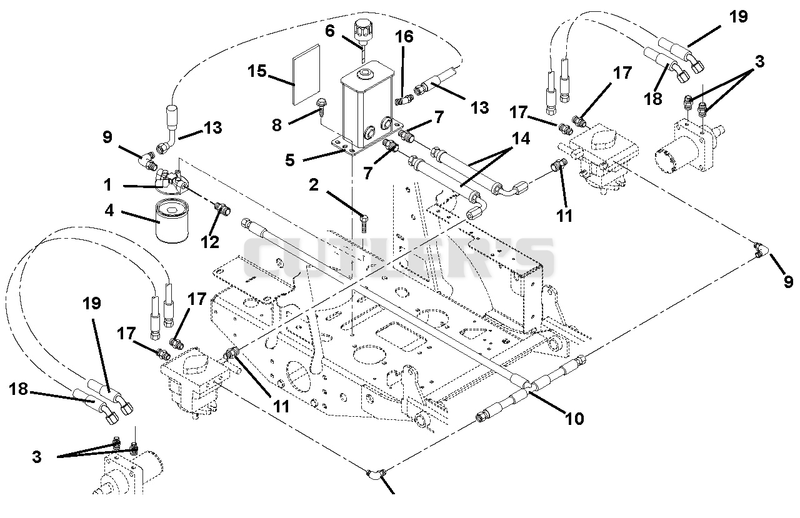 Hydraulic Tank, Filter, Motors And Pump To Tank Circuit