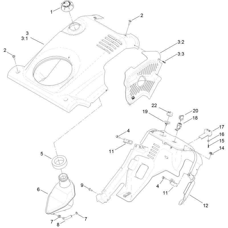 Shroud and Gas Tank Assembly