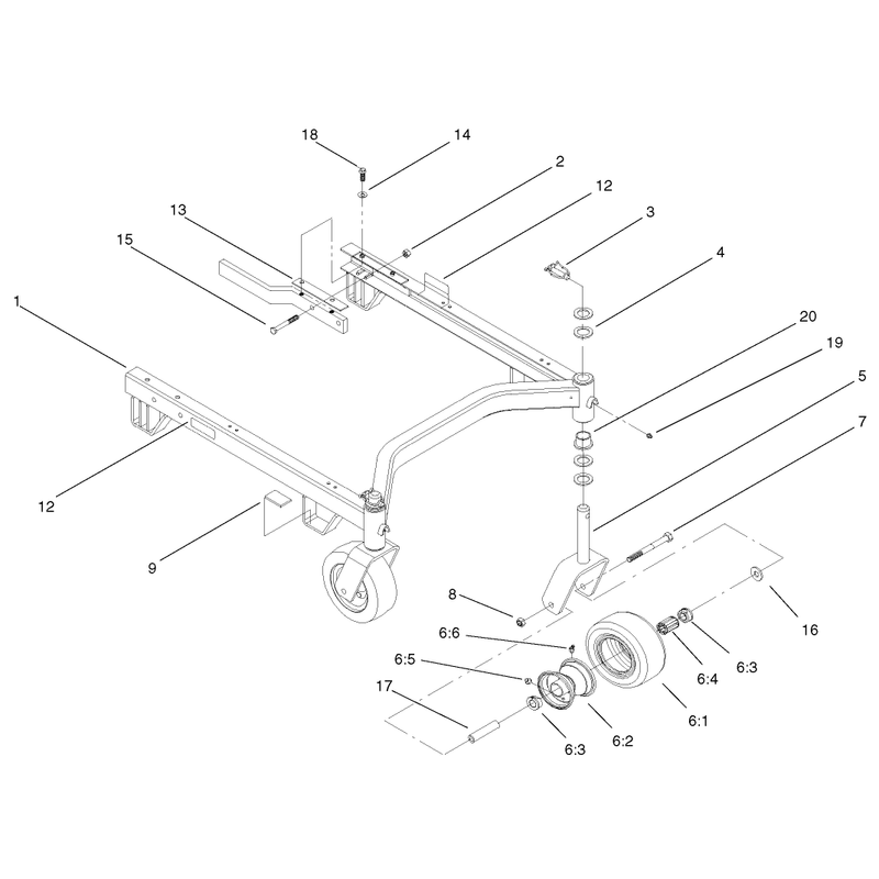 Carrier Frame and Caster Wheel Assembly