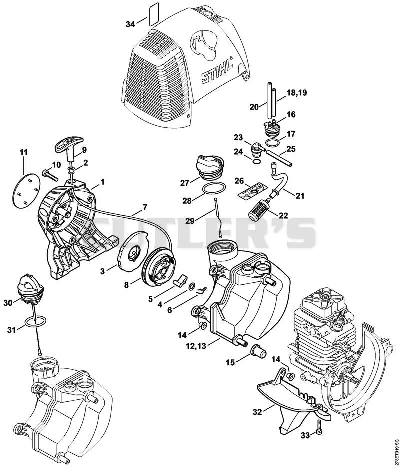 Rewind starter, Fuel tank