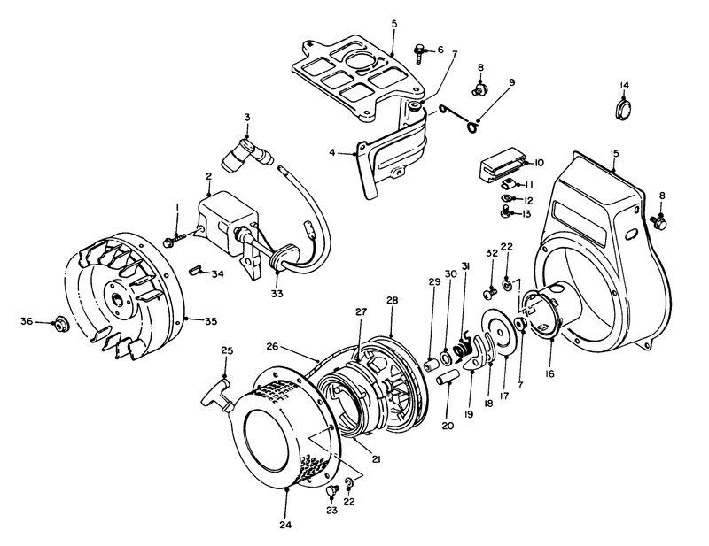 Rewind Starter and Magneto Assembly