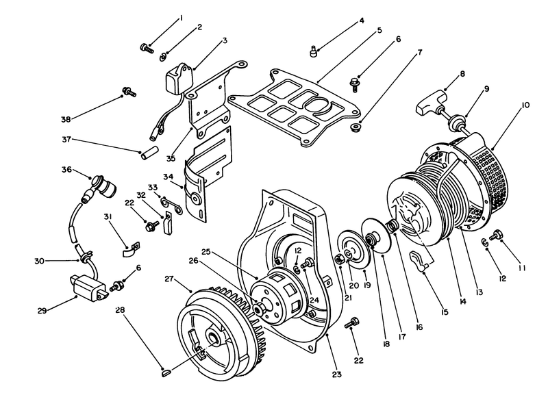Rewind Starter and Magneto Assembly