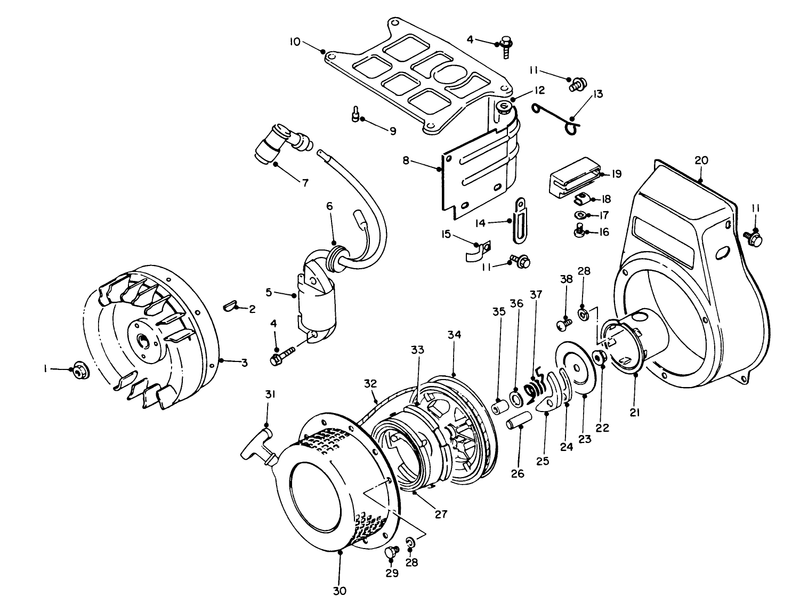 Rewind Starter and Magneto Assembly