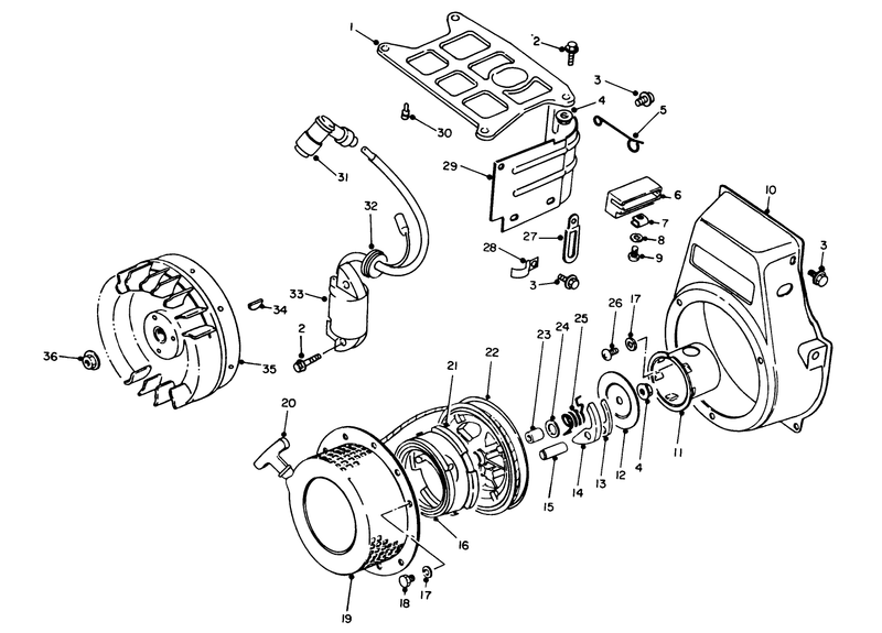 Rewind Starter and Magneto Assembly