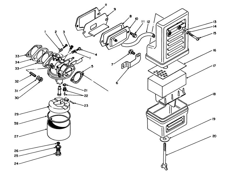 Air Cleaner and Carburetor Assembly