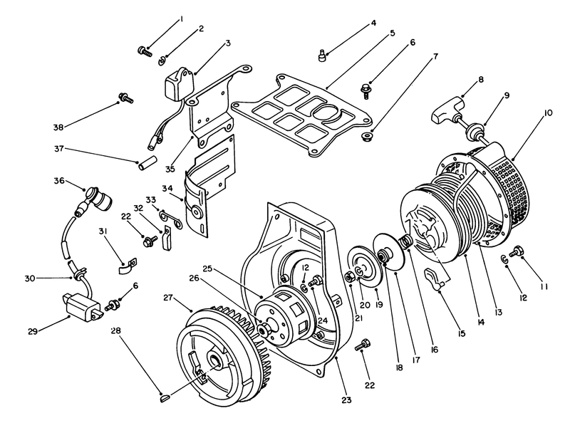 Rewind Starter and Magneto Assembly