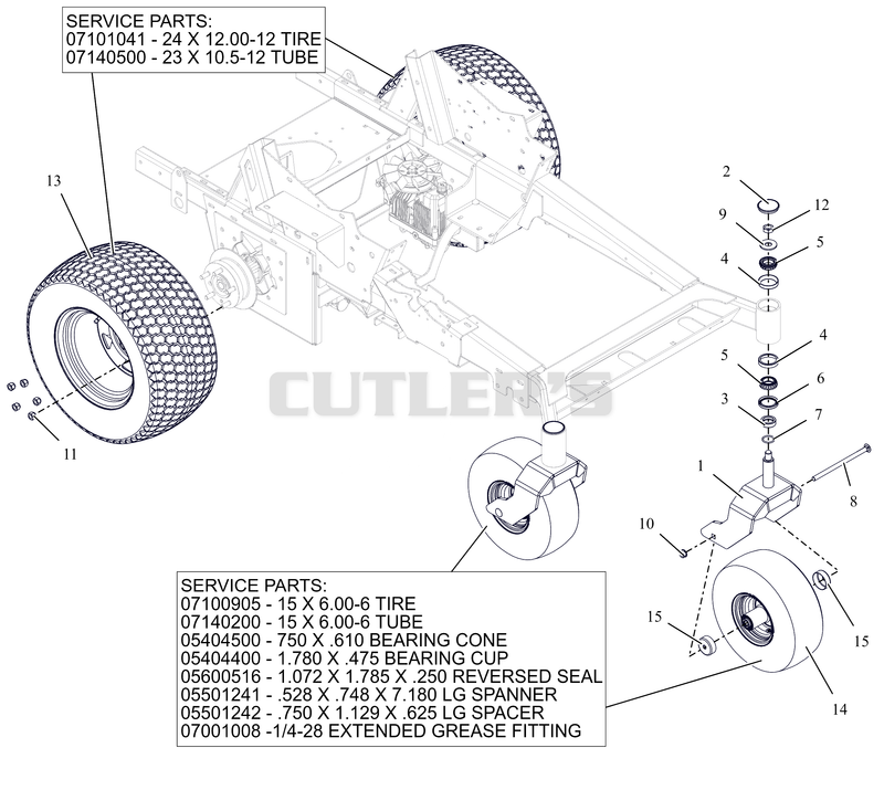 Casters and Drive Wheels - 52", 60", and 72"